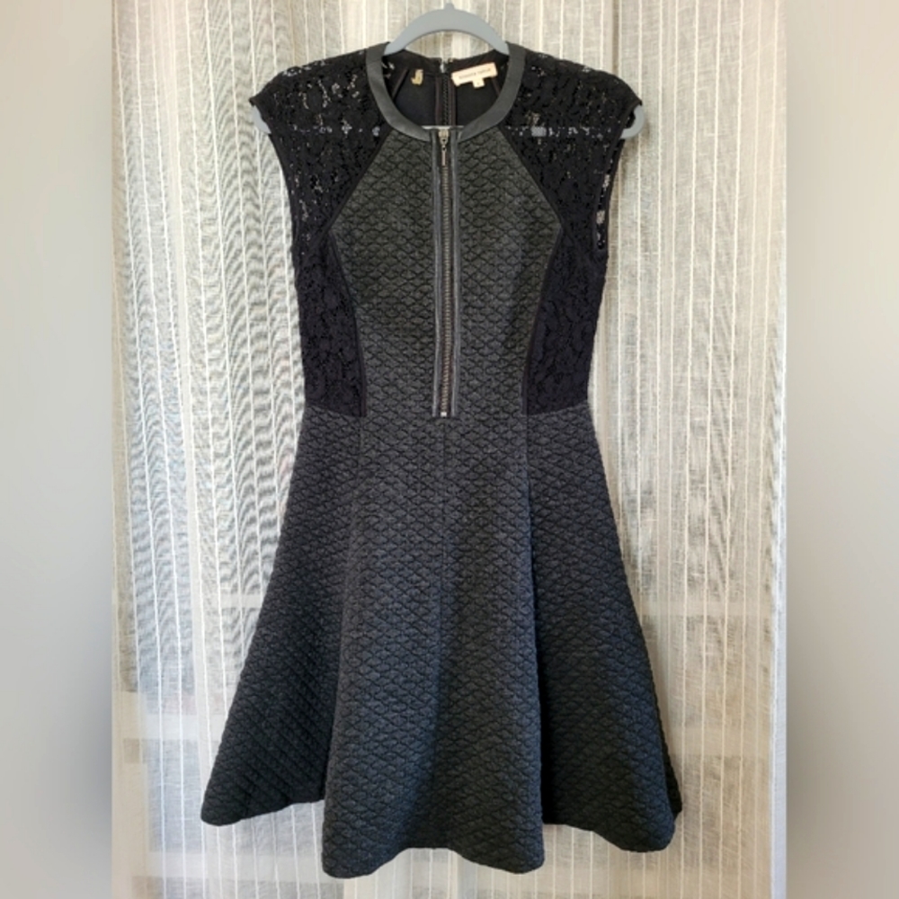 Quilted & Lace Black Dress - Rebecca Taylor
